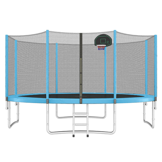 Jump & Play Trampoline with Safety Net and Basketball Hoop