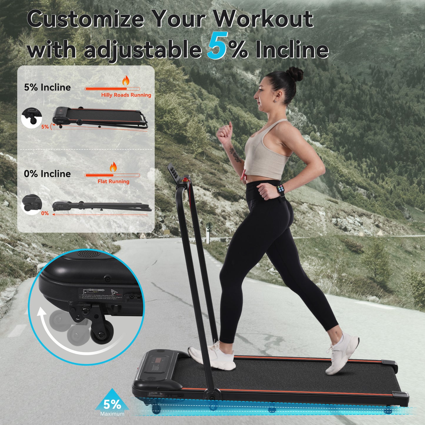 ActiveMove Under Desk Treadmill - Compact & Adjustable for Home and Office