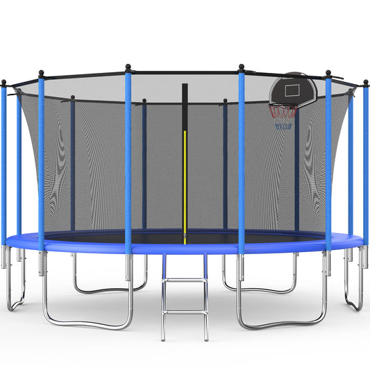 Fun Safe Jump Trampoline with Basketball Hoop