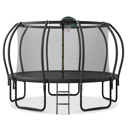 Ultimate Kids' Trampoline Adventure with Safety Enclosure & Basketball Hoop