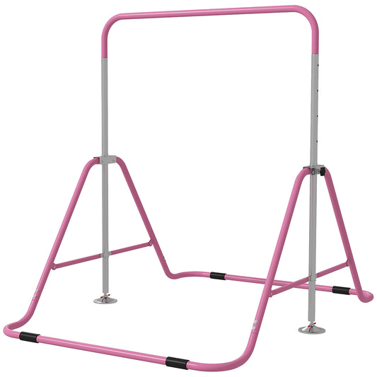 Qaba Kid's Adjustable Gymnastics Bar - Soft Shock Absorption, Perfect for Home Fun!