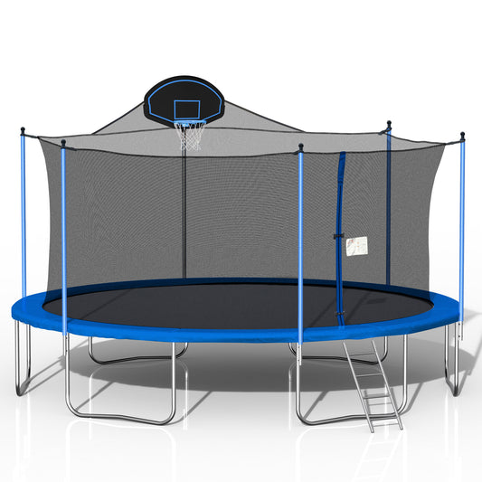 Jump Fun Trampoline with Basketball Hoop & Safety Net