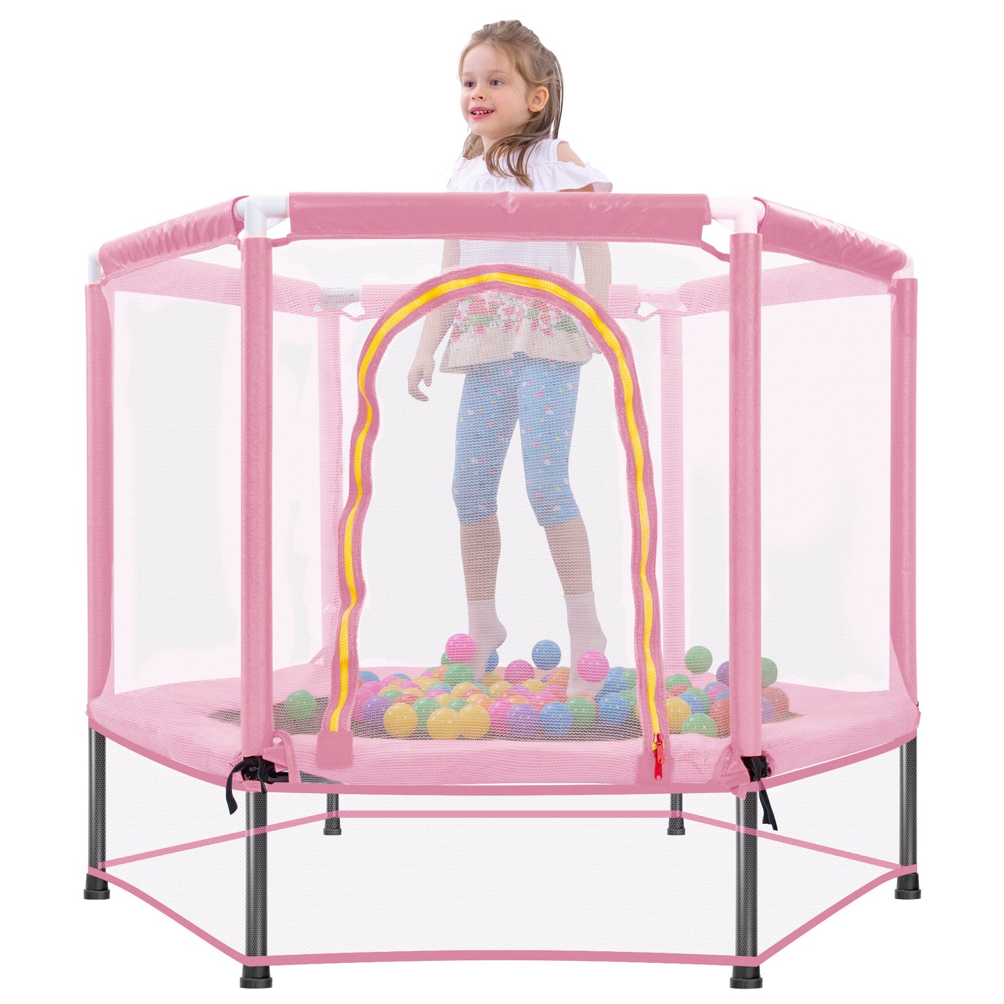 Bounce & Play Trampoline for Kids with Safety Net & Balls