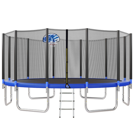 Jump & Play Trampoline Adventure with Safety Net and Basketball Hoop