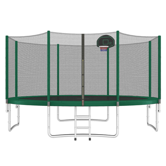 FunBounce Trampoline with Safety Net and Basketball Hoop