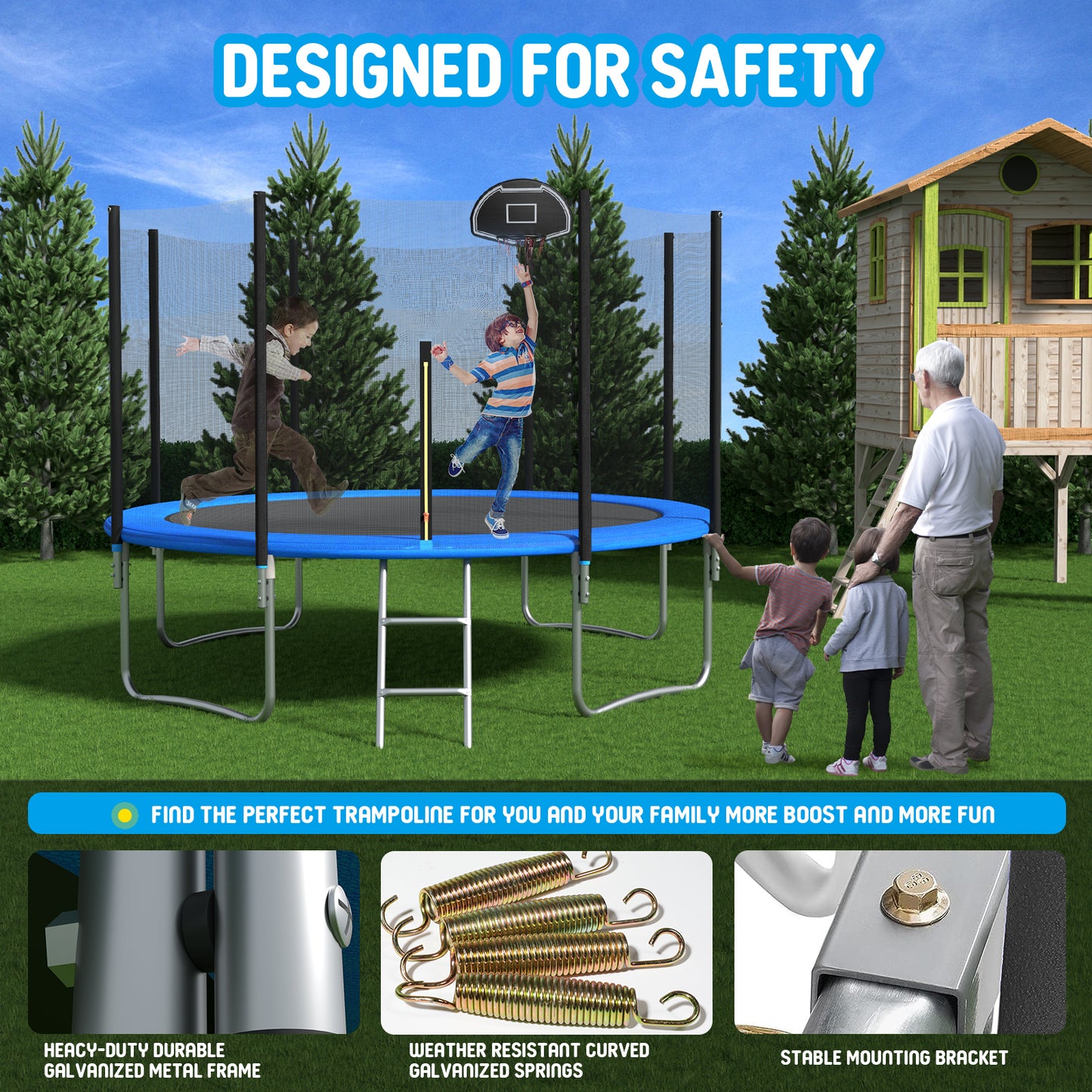 Jump & Shoot Trampoline with Safety Net