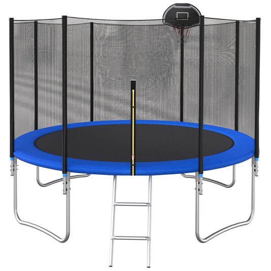 FunBounce Trampoline with Safety Net & Basketball Hoop