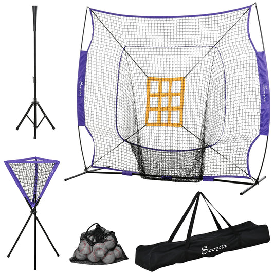 Soozier Ultimate Baseball Practice Set: Net, Caddy, and Tee in One!